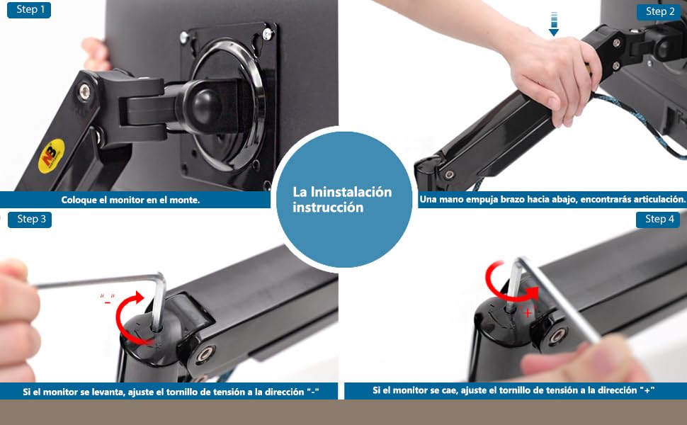Soporte Hidráulico MORNWELL Negro para Monitor de 17 a 27 Pulgadas Ergonómico con Movimiento Completo