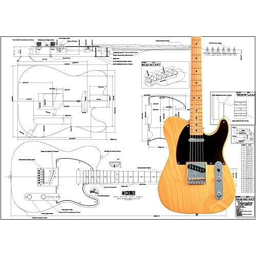 Aust Luthiers Supplies Plan of Fender Telecaster Guitarra eléctrica - Impresión a escala completa