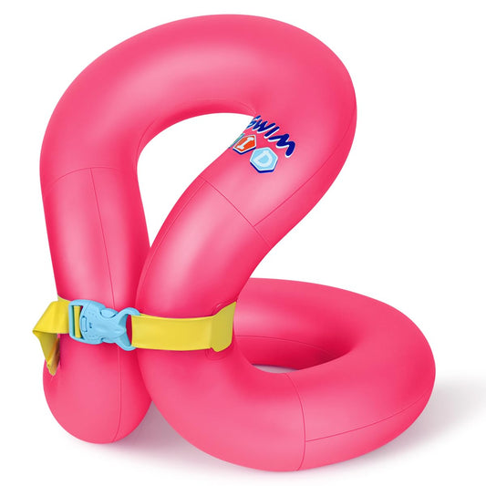 Hyfoo Floaties - Chaleco de natación inflable portátil para niños, anillo de natación con hebilla de seguridad ajustable, bandas de seguridad con bolsa de aire doble envolvente, tubo flotante duradero