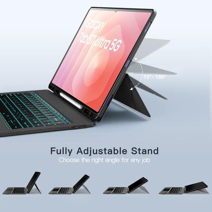 Funda de Teclado inkolelo para Samsung Galaxy Tab S11 Ultra 14.6 Pulgadas 2025 negro con Trackpad y Soporte para Bolígrafo S