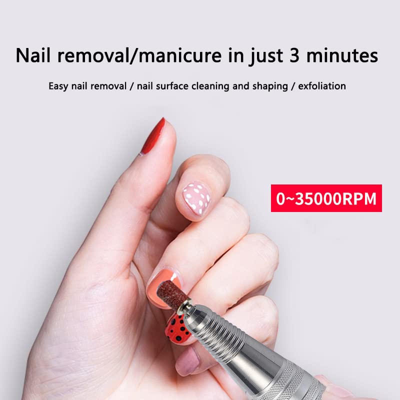 Máquina Taladro de Uñas Recargable Profesional Rosa 35000 RPM con Herramientas de Pulido para Manicura y Pedicura