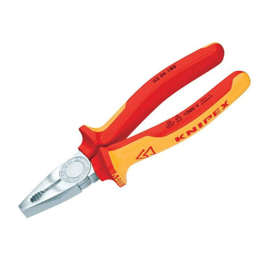 Knipex 03 06 160 SB Alicate Universal Aislados con Fundas en Dos Componentes, Según Norma VDE, Cromado, 160 mm
