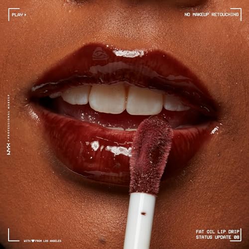 NYX Professional Makeup, Fat Oil Lip Drip Gloss, 4.8ml. Tono: Status Update. Brillo labial hidratante con efecto jugoso hasta por 12 horas. Infusionado con aceite de aguacate, mora y frambuesa para una sensación no pegajosa. Fórmula vegana.