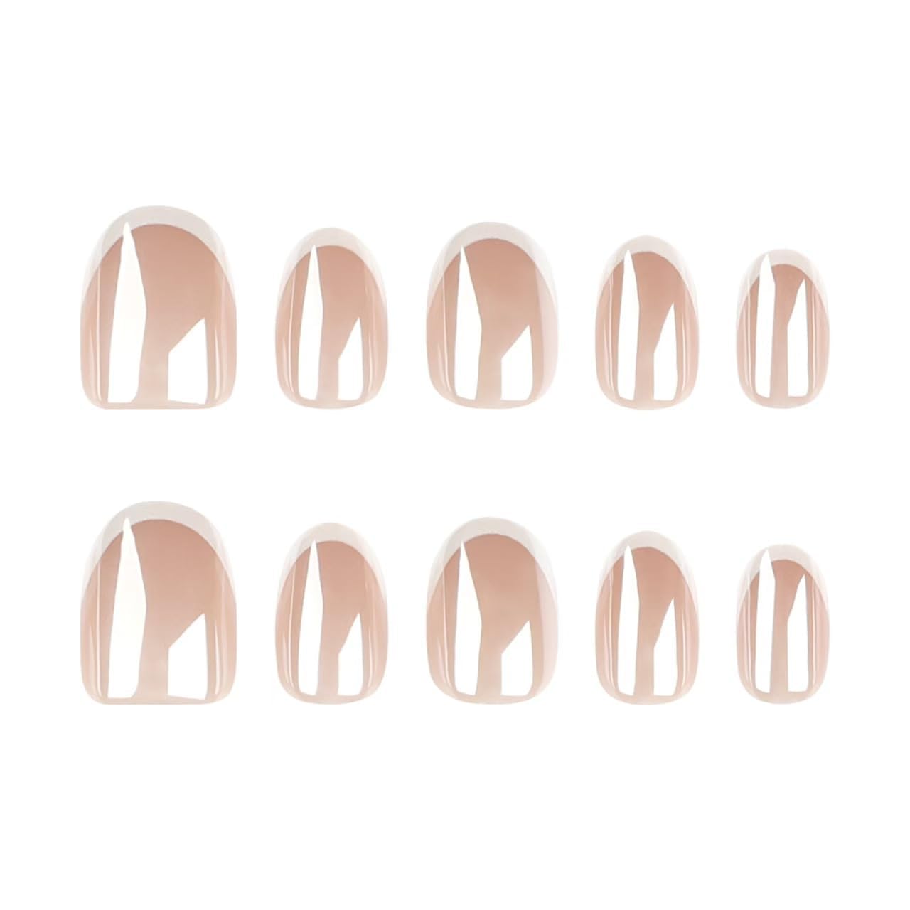 Uñas Postizas de Cortas Largas de Francesa, Adhesivas Uñas Press on Nails de Cobertura Completa, Falsas Decoradas Acrílico Natural para Mujeres y (E)