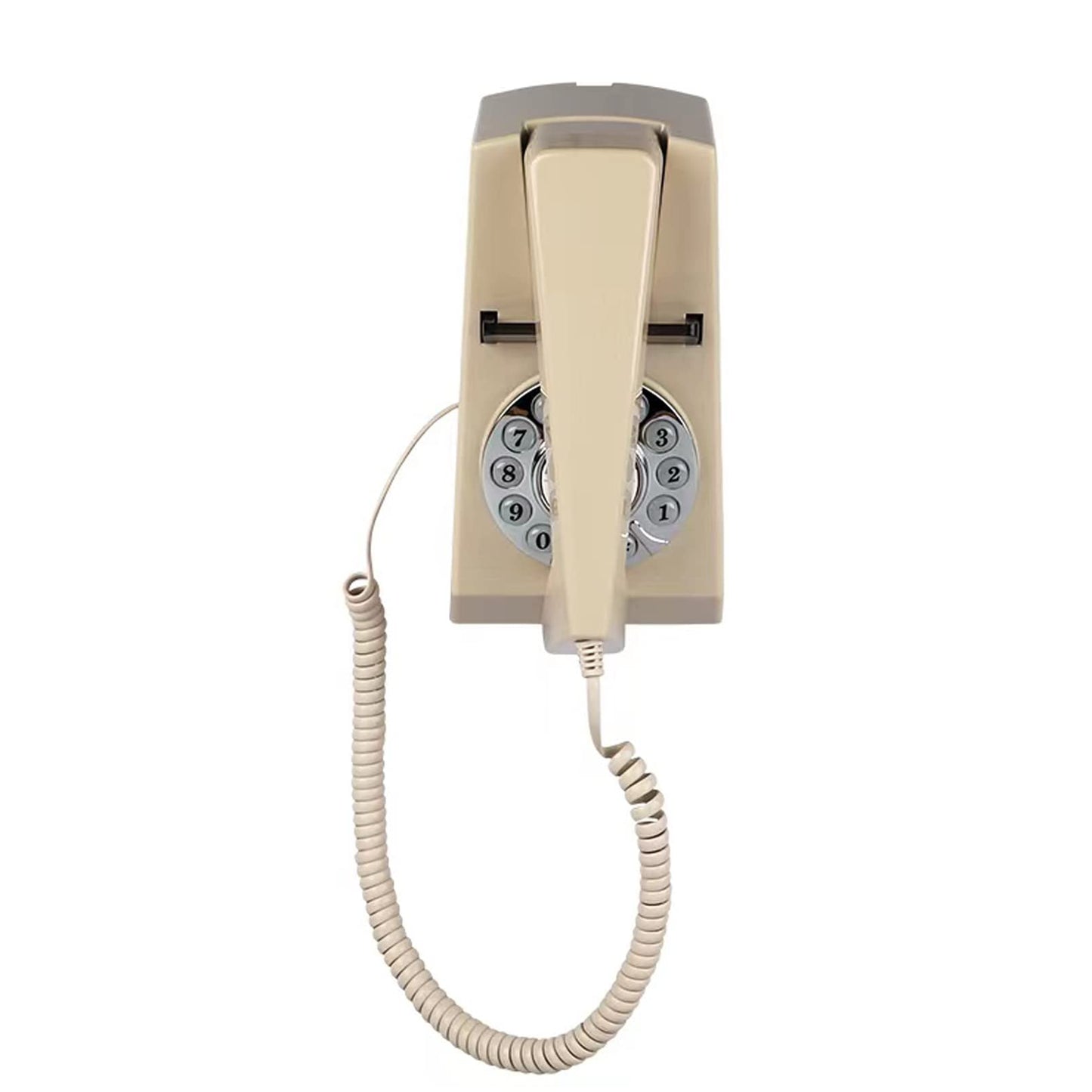 Artisam Teléfonos fijos para el hogar, teléfono de pared con cable retro de casa para personas mayores básico con cable Trimline, no requiere alimentación de CA, teléfono de montaje en pared (marfil)
