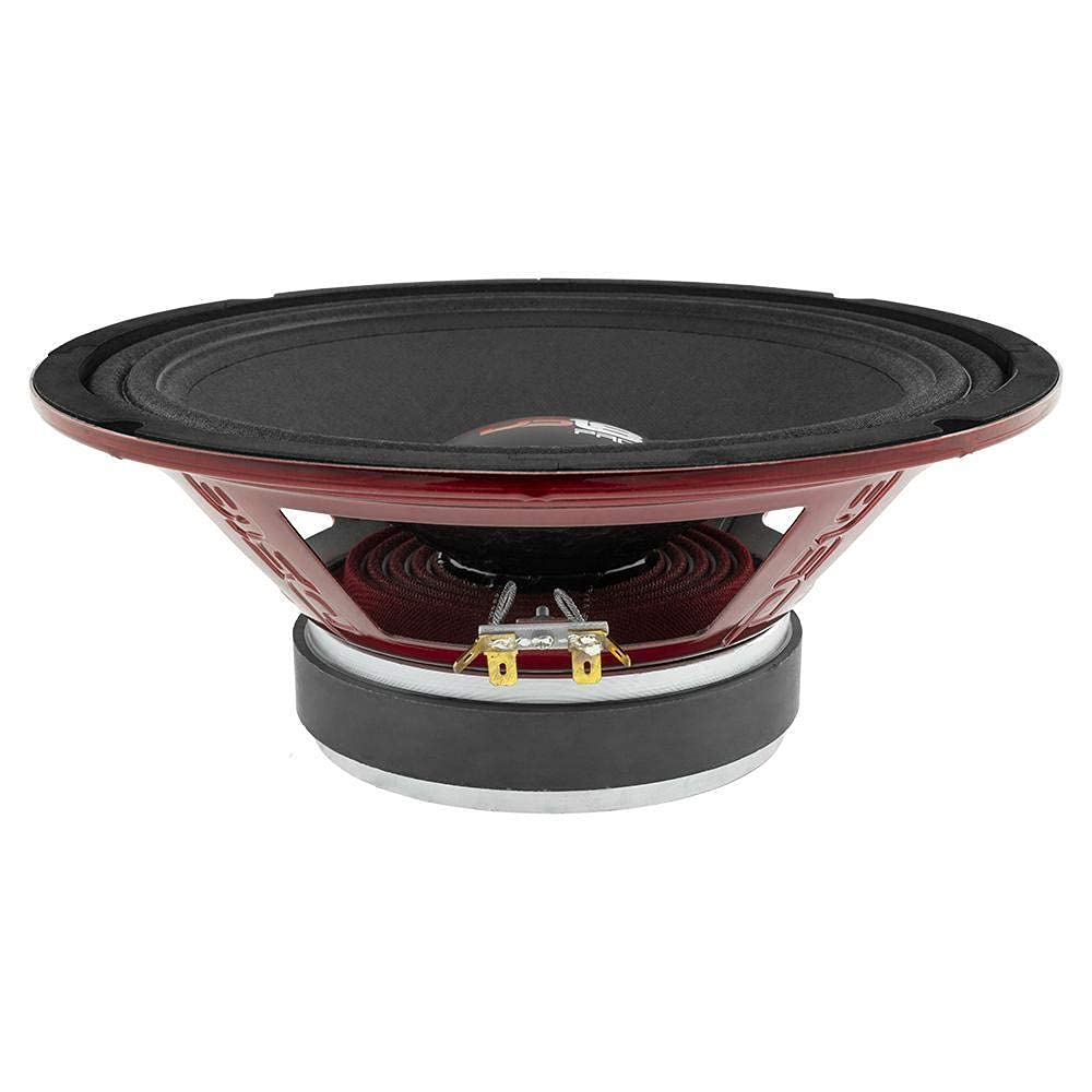 DS18 PRO-X10.4M - Altavoces de Puerta de Audio de Alta Calidad para Coche o camión (10 Pulgadas, Rango Medio, Cesta de Acero Rojo, 600 W máximo, 300 W RMS, 4 Ohmios)