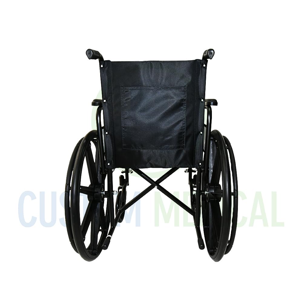 CUSTOM MEDICAL Silla de Ruedas de Lujo Folding Brazo Abatible Tipo Escritorio con Elevapiernas Ajustables y Desmontables Negro