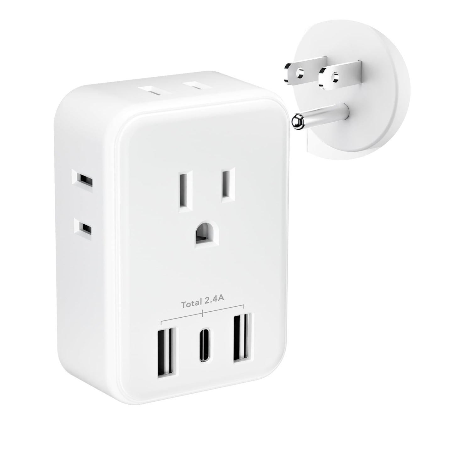 BN-LINK - Extensor de Enchufe múltiple con Salidas de CA y Puertos USB, Divisor de Salida con 3 Puertos USB (1 USB C), Adaptador de Cargador de Pared para recámara, Escuela, Viajes, Oficina, hogar (4