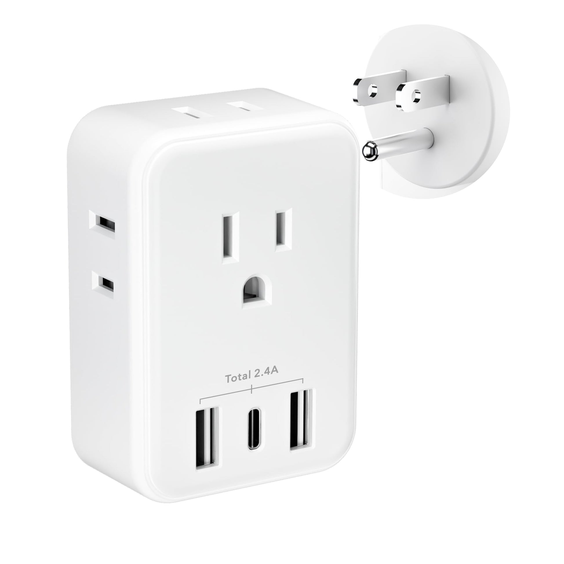 BN-LINK - Extensor de Enchufe múltiple con Salidas de CA y Puertos USB, Divisor de Salida con 3 Puertos USB (1 USB C), Adaptador de Cargador de Pared para recámara, Escuela, Viajes, Oficina, hogar (4