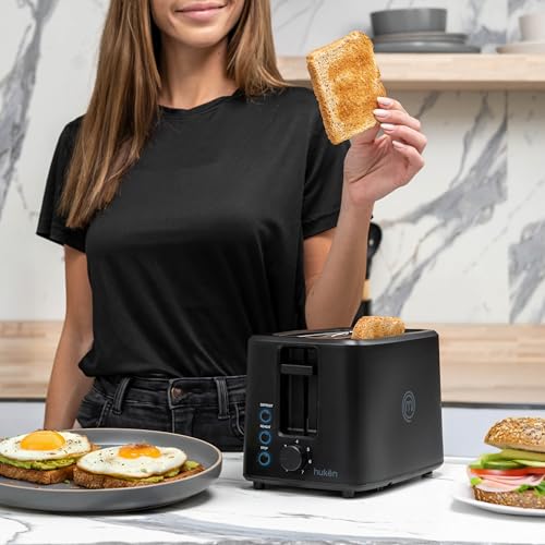 Hukën x MasterChef | Tostador de Pan | Ranura Extra Grande | Para 2 rebanadas | 7 niveles de tostado | 750 W de Potencia| Función Recalentar y Descongelar |