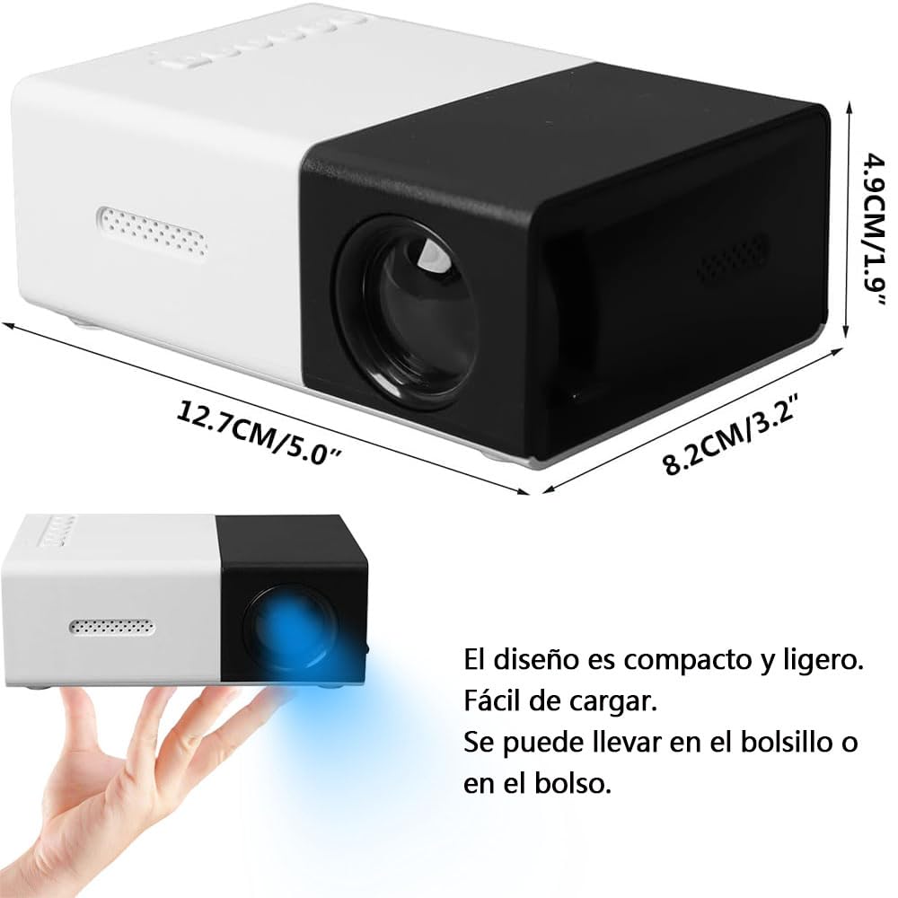 Mini Proyector HD Portátil WiFi soporte 1080P para Cine en Casa y al Aire Libre