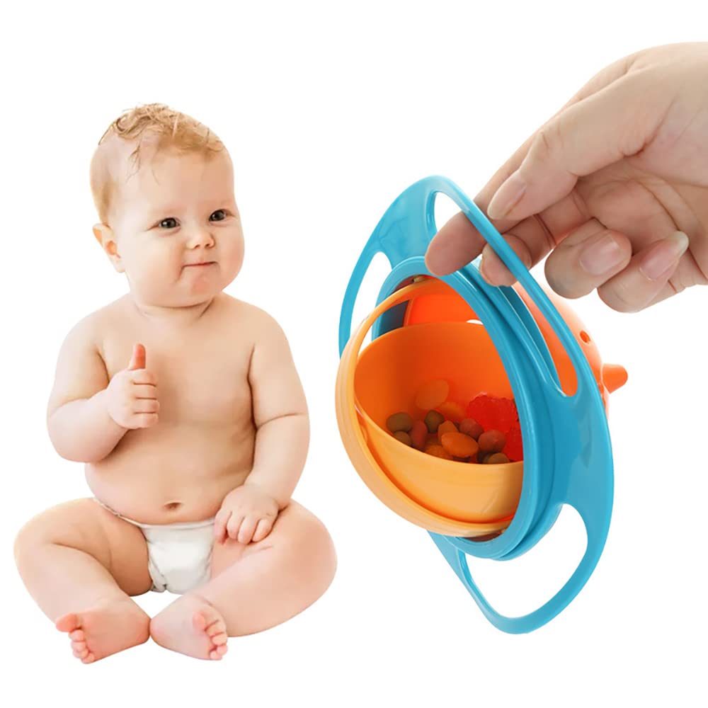 Berry President Magic Bowl de rotación de 360 grados resistente a derrames con tapa para bebés y niños pequeños (rosa, azul y verde)