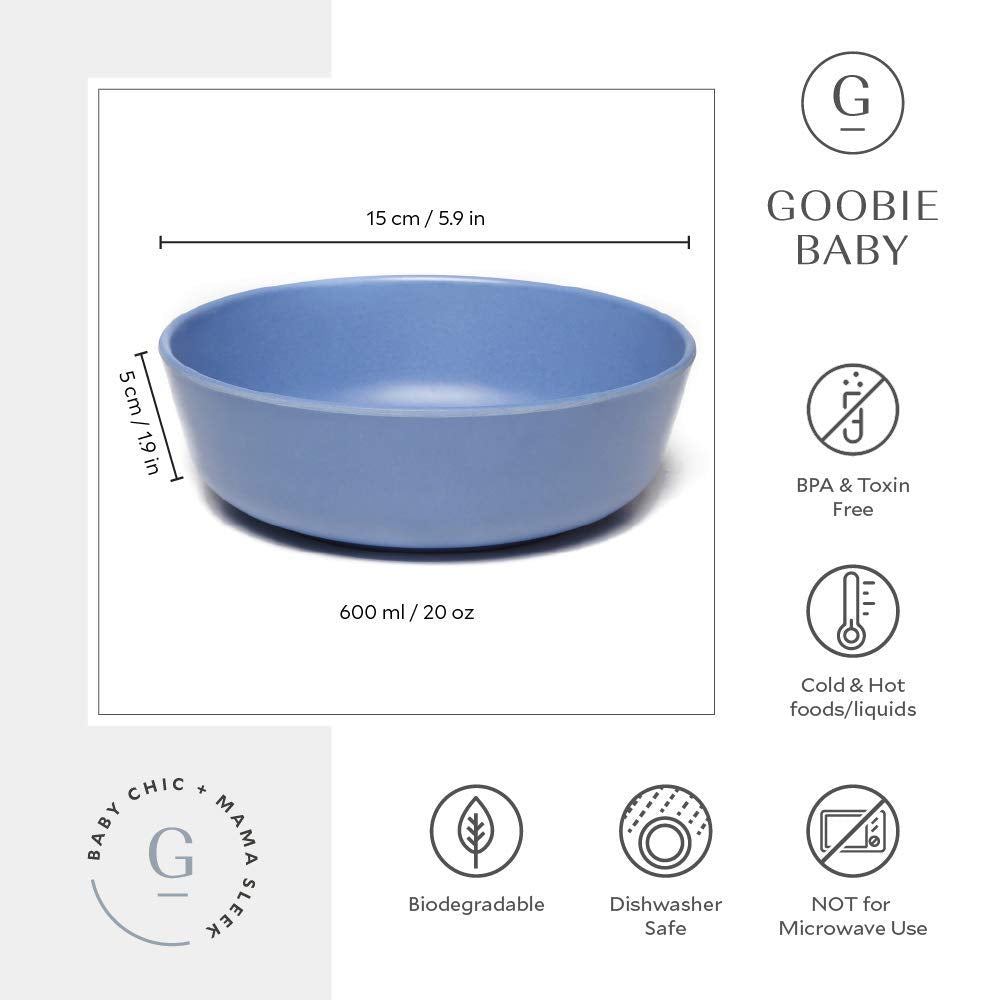 Goobie - Juego de 4 cuencos de bambú para bebé, respetuosos con el medio ambiente, no tóxicos y seguros para niños, para cereales y sopas, para mezclar y combinar, gran regalo para baby shower y cumpleaños, CRUISE, BOWLS