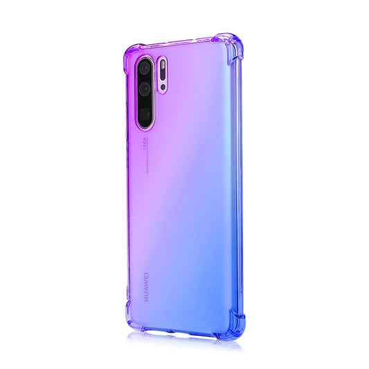 DABUNA Funda para Huawei P30 Pro Case Uso Rudo,Transparente Colores Degradados Protectora de Cámara Anticaída Carcasa Bumper(Púrpura Azul)