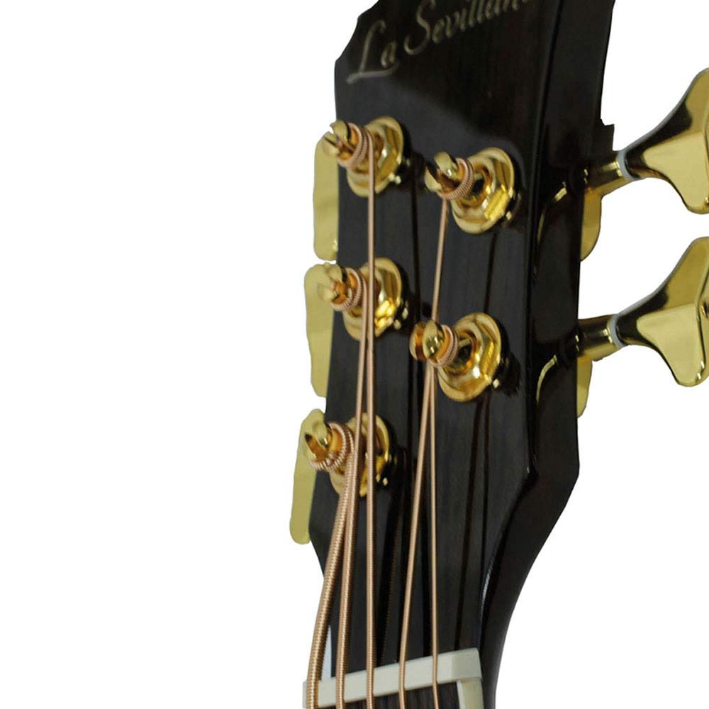 Bajo Electroacústico de 5 cuerdas La Sevillana B-1005CEQ color negro transparente