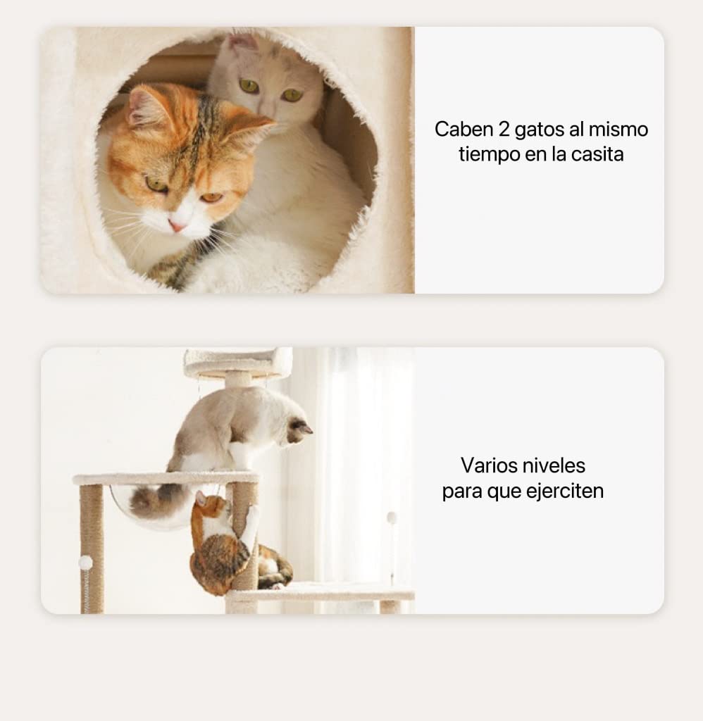 Rascador Árbol UNA MASCOTA Beige Diseño de Queso Varios Niveles para Gato