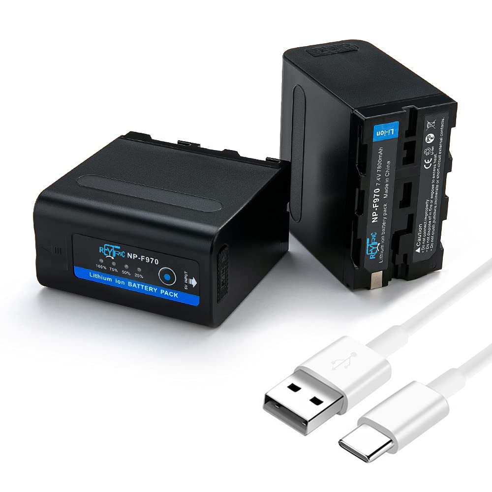 Batería Compatible Sony Negro 7800 mAh con Cable Micro USB para Cámara LED y Luz de Vídeo