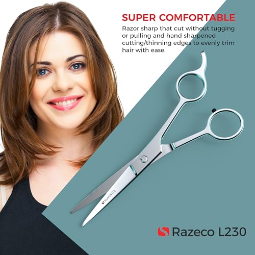 Suvorna Tijeras de corte de cabello de 6,5 pulgadas para profesionales, barberos y peluqueros - Tijeras para cortar y recortar el cabello - Tijeras de mano derecha para hombres, mujeres y adultos.