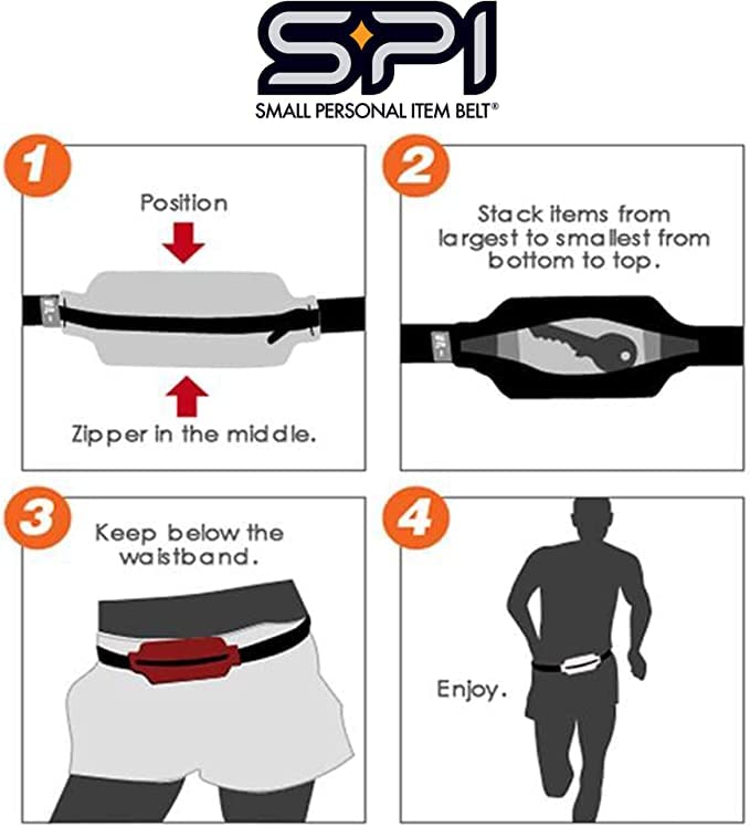 Cinturón SPIbelt Negro Expandible y Ajustable para Correr para Mujer y Hombre