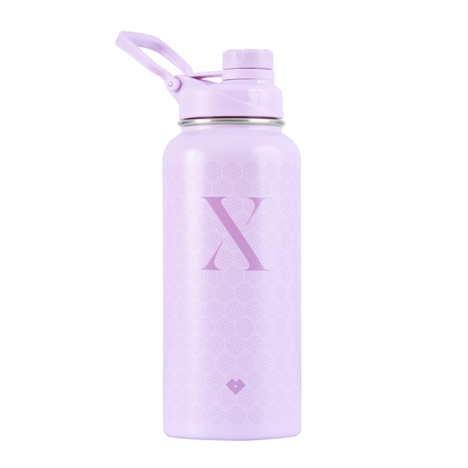 LuckyLy Termo de Acero Inoxidable con Iniciales 1 Litro, Doble Aislamiento Térmico y Tapa Hermética Antigoteo, Botella de Agua Motivacional ideal como Regalos para Mujer y Mamá – Modelo Terry, Letra X