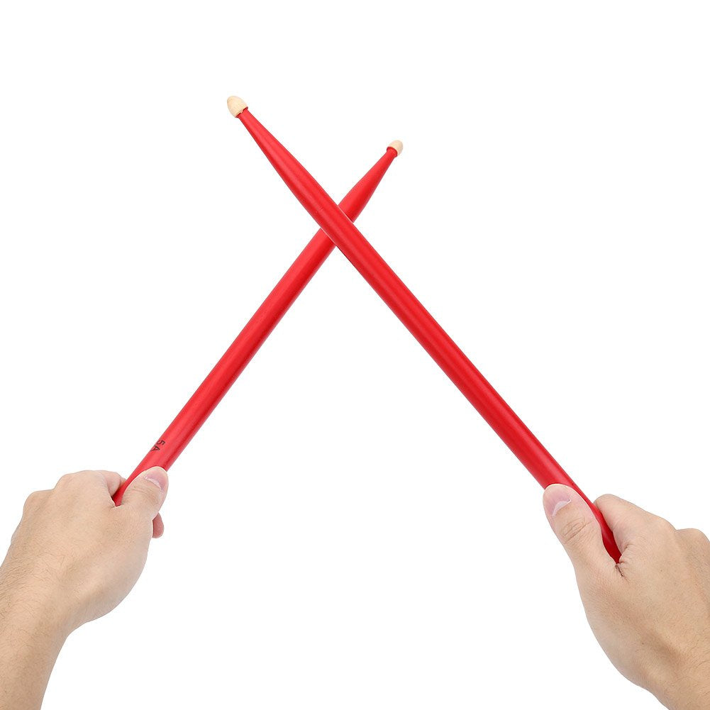 1 par de Baquetas de Tambor Baquetas de Arce 5A de batería clásicas Rojas(Rojo)
