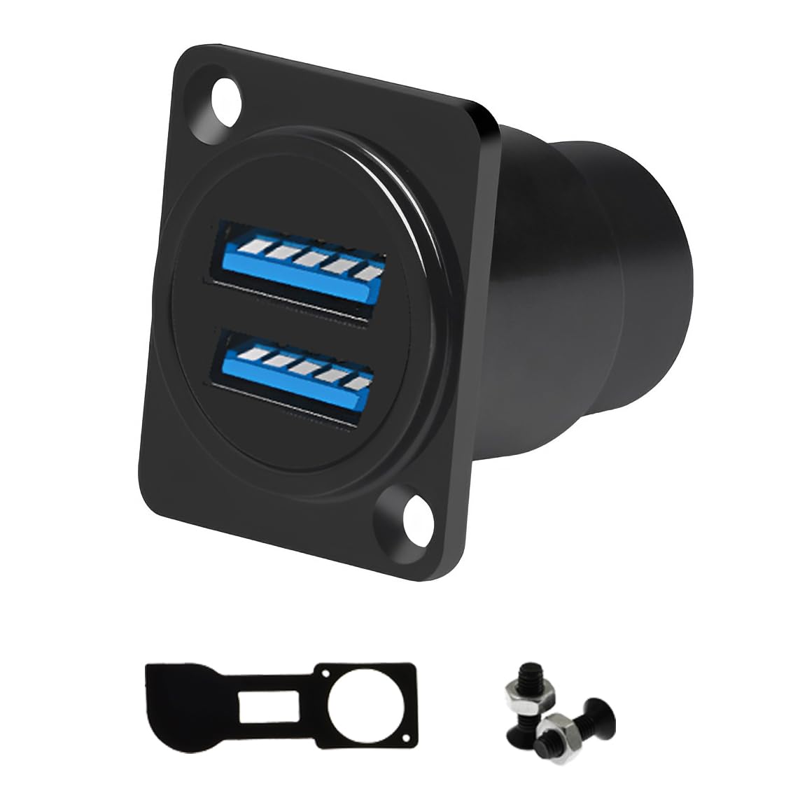 Adaptador de Montaje USB 3.0 YiKaiEn Negro Dual Hembra a Hembra con Cubierta Impermeable para Transferencia de Datos de 5 Gbps