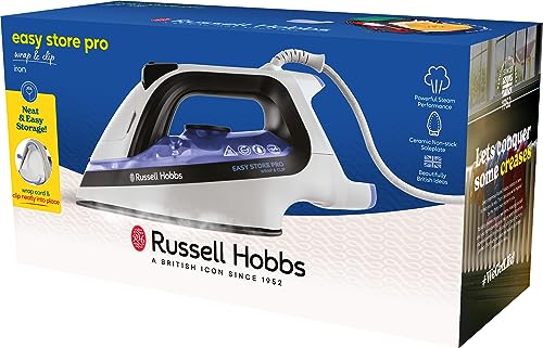 Plancha de Vapor Russell Hobbs Blanco Suela de Cerámica Ahorro de Espacio