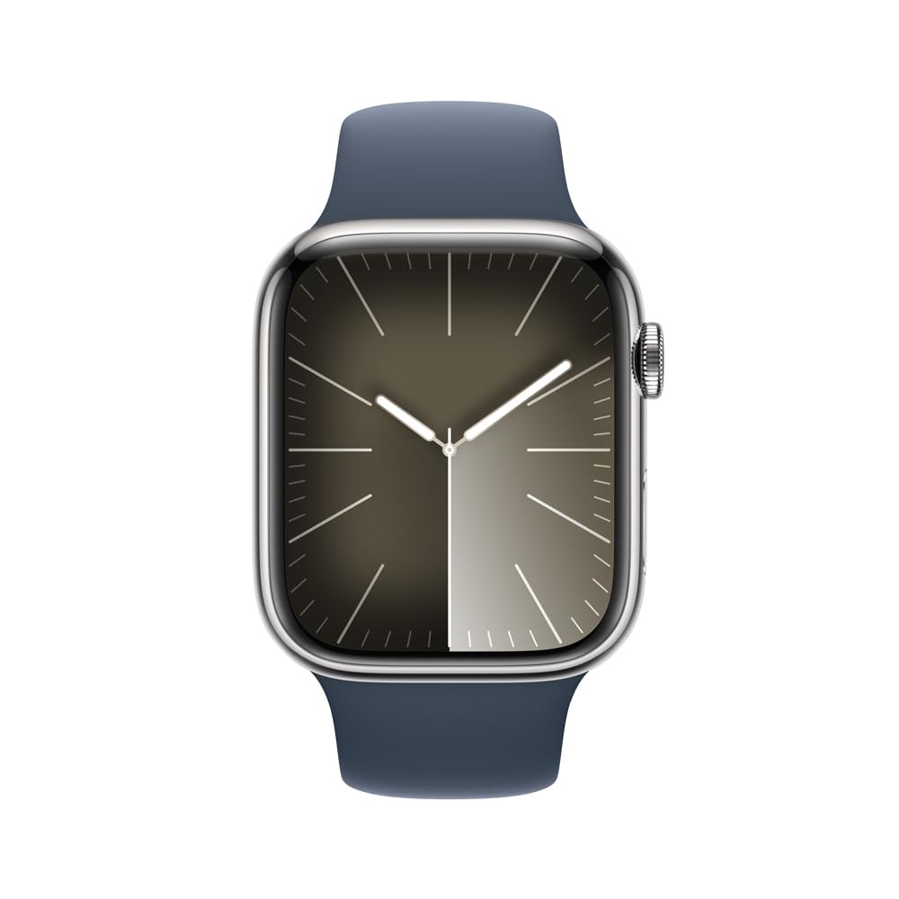 Reloj Inteligente Apple Watch Series 9 Plata Acero Inoxidable Correa Azul Tormenta Reacondicionado