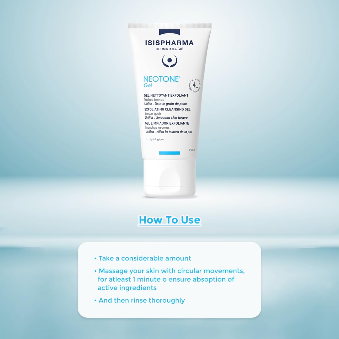 Isispharma neoTONE Gel 150 ml Gel de limpieza para pieles con problemas de hiperpigemantación, efecto con microesferas para ayudar en proceso de exfoliación