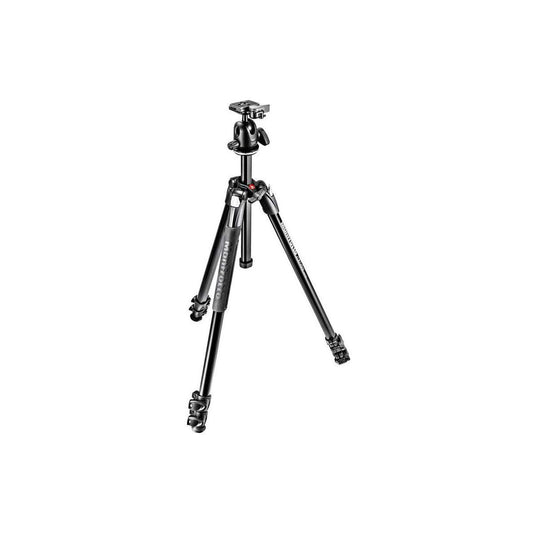 Manfrotto 290 Xtra - Juego de trípode de aluminio de 3 secciones con cabeza de bola (MK290XTA3-BHUS), color negro