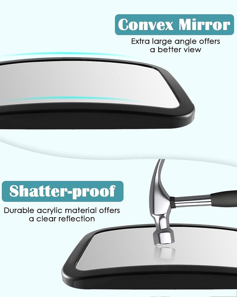 Espejo Retrovisor de Bebé para Auto, Rotación de 360 Grados Espejo de Observación para Bebés, Espejo Asiento Coche Bebe, Panorama claro, Correas Elásticas Ajustables