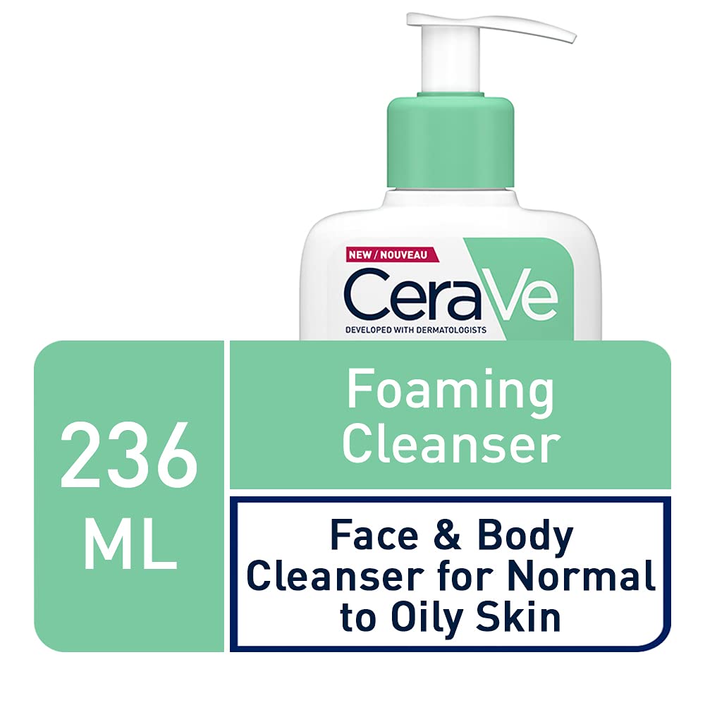 CeraVe Loción Hidratante de Rostro |52ml| Hidratante facial de noche con textura ultraligera + Gel Limpiador Espumoso |237ml| Limpiador diario para piel mixta grasa o con acné
