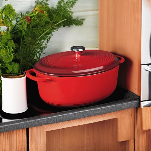 Lodge Horno holandés de hierro fundido esmaltado, Rojo, 6.6 l, 1