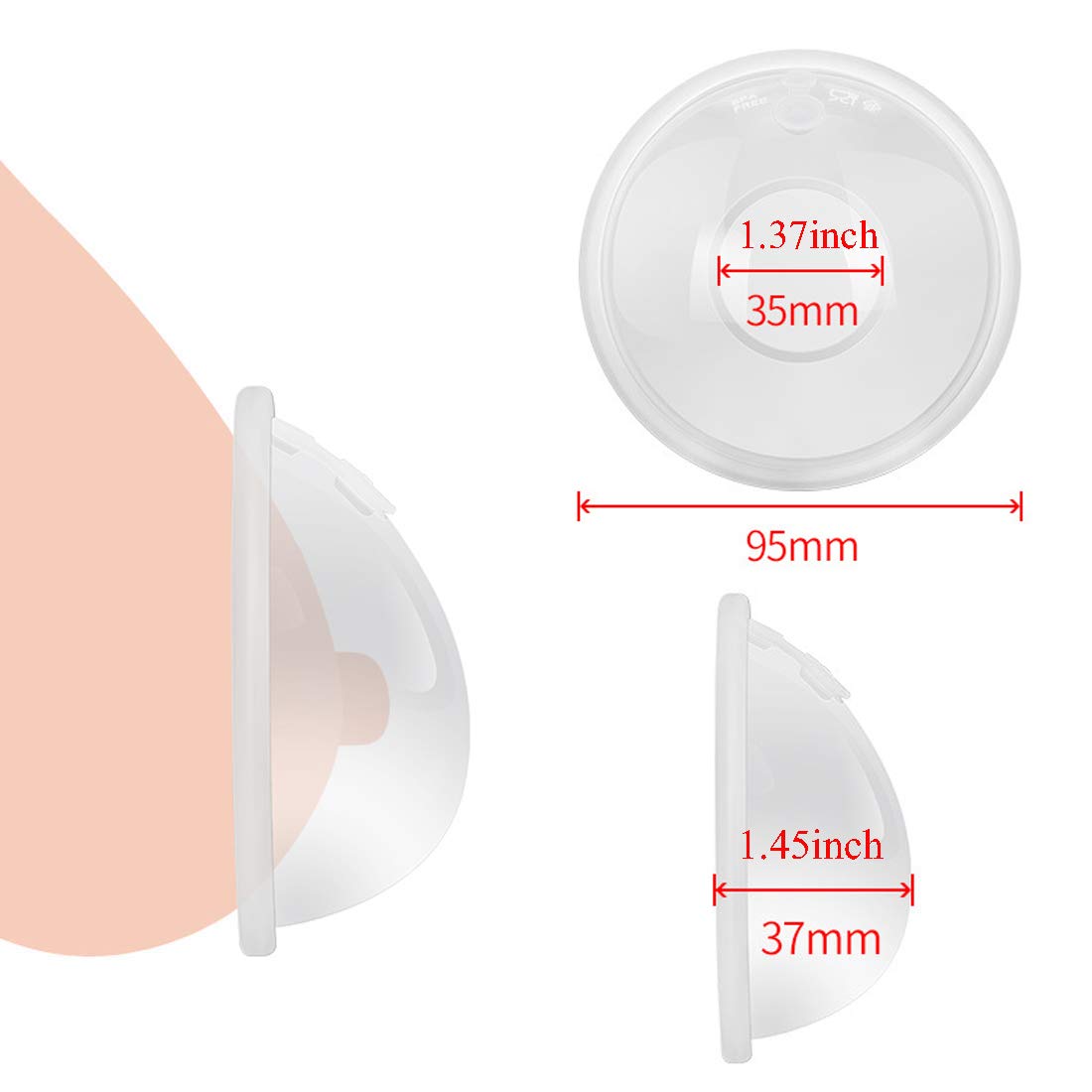 Upgrade Version Breast Shells Nipple Shield with Anti-Flow Stopper Therapy Comfort for Sore Leaking Breast aFeeding Nursing Mother BPA Free Food Grade Silicon Breastmilk Saving (1 box of 2 shells)