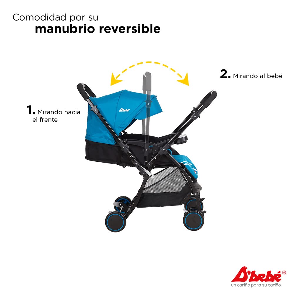 D´BEBÉ - Carriola Lu Baby - Carriola con Manubrio Reversible - Permite tener al Bebé siempre a la vista - Incluye Charola Porta Biberones - Color Azul