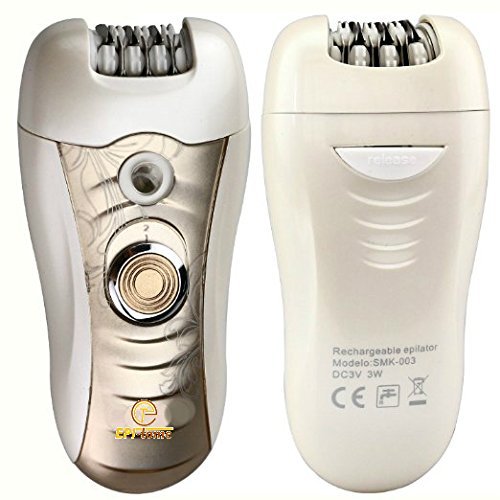 Epitome 3 in 1 Lady Wet or Dry Rechargeable Hair Removal Kit (Trimmer, Hair Epilator, Callus Remover) with 2 Mode Power Switch, LED Hair Shaver for Arm, Underarm & Legs (Gold)