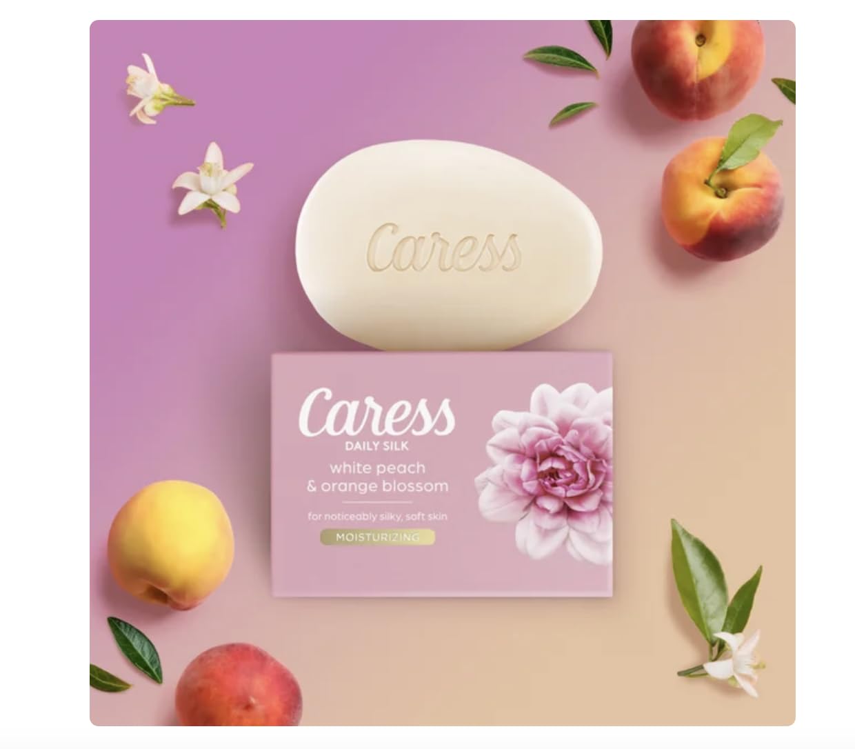 Caress Jabón Corporal en Barra con Durazno y Flor de Naranjo, Caress, 16 piezas