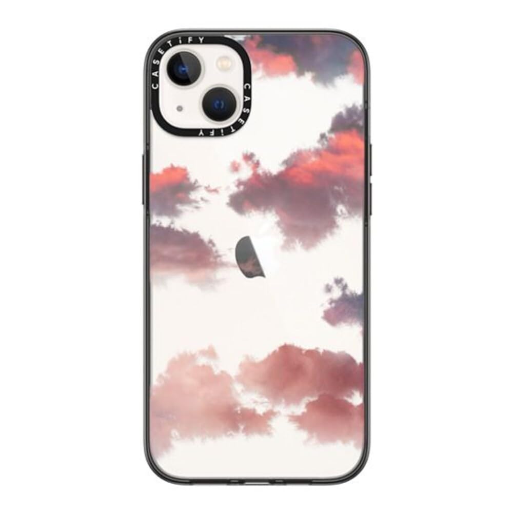 Funda Esencial CASETiFY Negro Transparente Nubes Rojo para iPhone 14 Plus