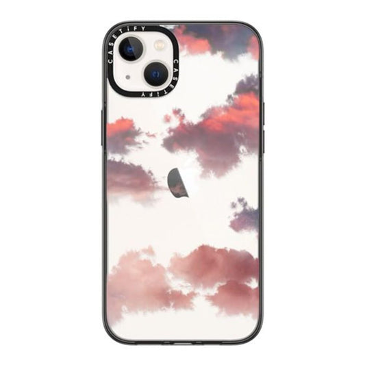 Funda Esencial CASETiFY Negro Transparente Nubes Rojo para iPhone 14 Plus