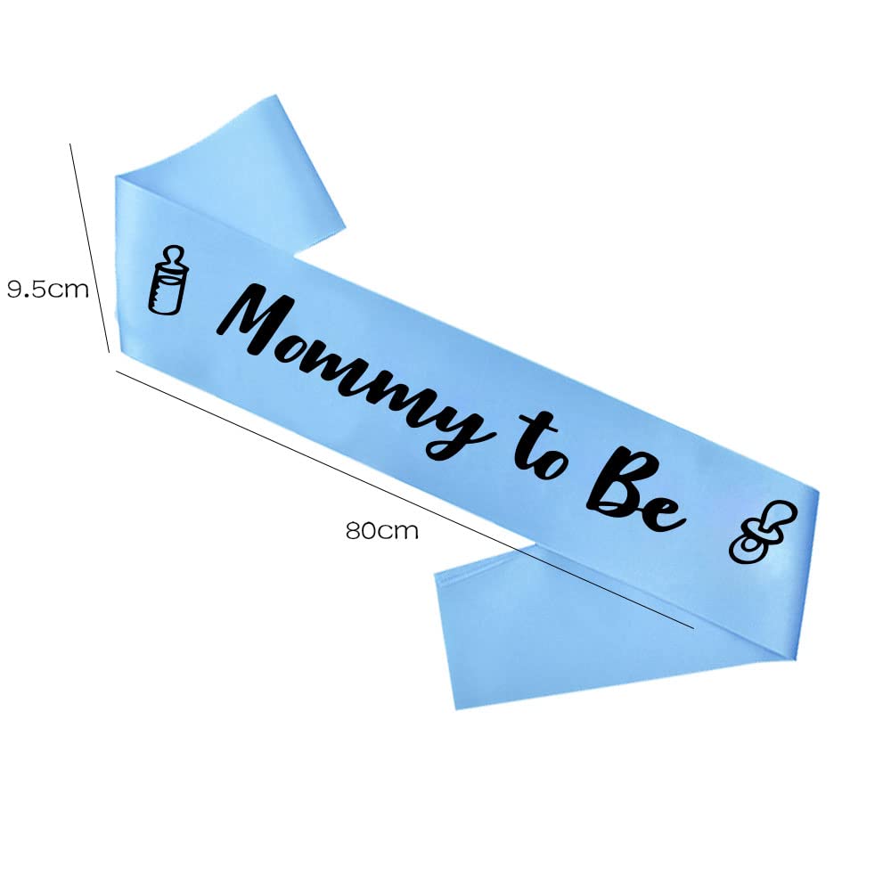 Banda para Baby Shower para Niño - Banda "Mamá por Ser" con Hermosa Cinta Azul y Texto de Foil Negro - Ideal para Revelación de Género, Baby Shower, Bienvenida al Bebé, Regalo para Mamá por Ser o Baby
