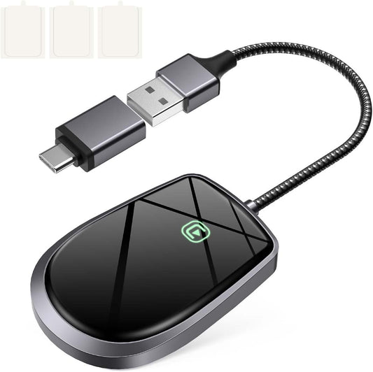 Fitpolo Carplay Inalambrico para Auto, Carplay Inalambrico Adaptador para iPhone, Actualización de por Cable a Inalámbrico, 5GHz WiFi, Conexión Automática Rápida, Soporta iOS 10+(Round)