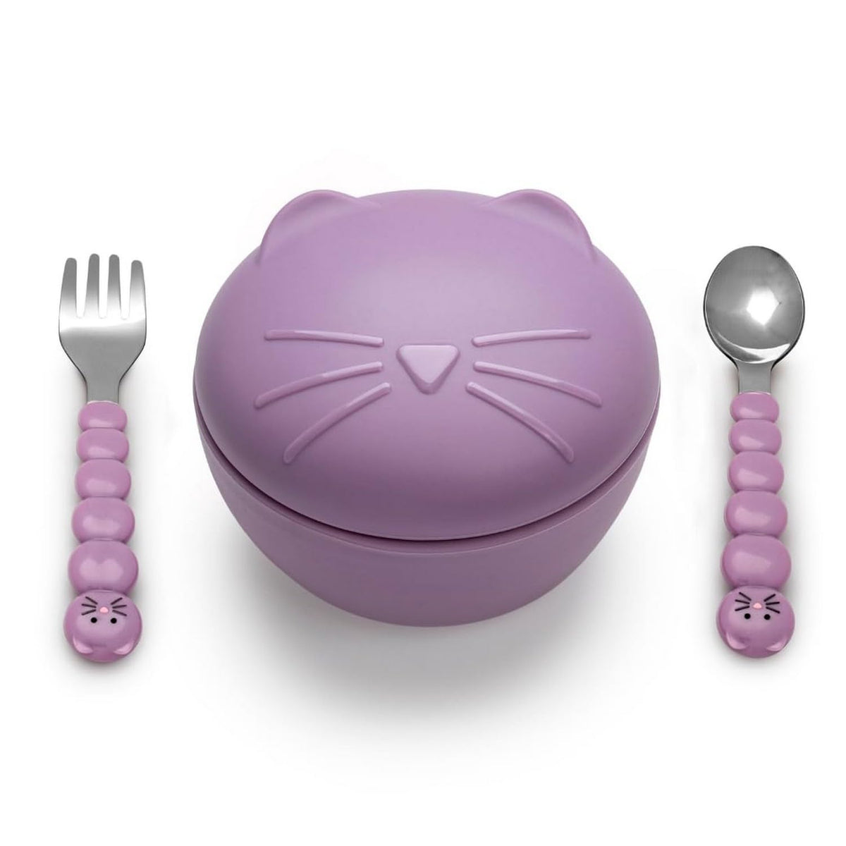 melii Cuenco de silicona con tapa y utensilios de acero inoxidable – Almacenamiento de alimentos a prueba de fugas y sin BPA para bebés, niños pequeños y n Utensilios para gatos