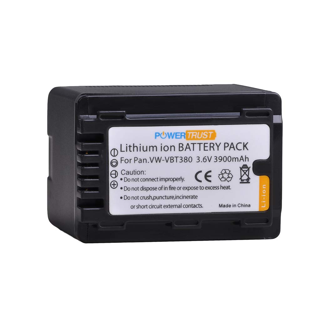 Batería y Cargador USB PowerTrust para Panasonic VW-VBT380 VW-VBT190 Negro