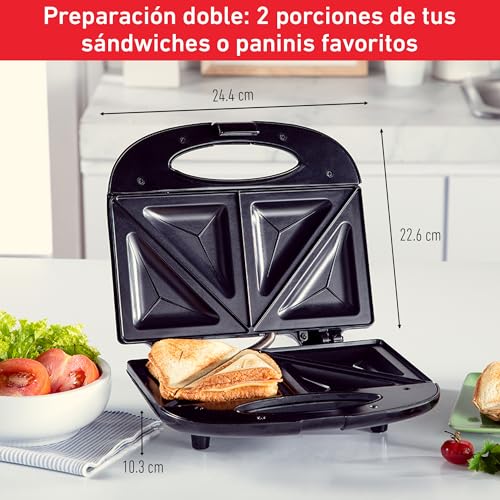Sandwichera T-fal Negra con Recubrimiento Antiadherente para 2 Porciones