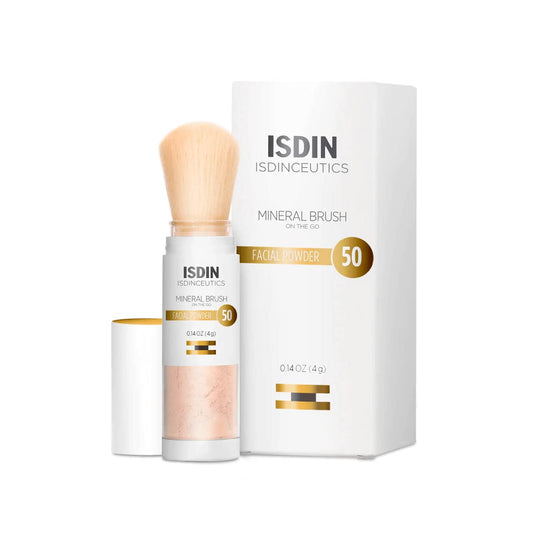 ISDIN Polvo de cepillo mineral, contaminación facial y protección de luz azul, un complemento para tu rutina de cuidado solar, adecuado para pieles sensibles, 4g