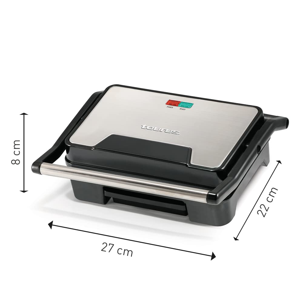 Sandwichera Panini Taurus Acero Inoxidable con Recubrimiento Antiadherente y Placa Superior Basculante