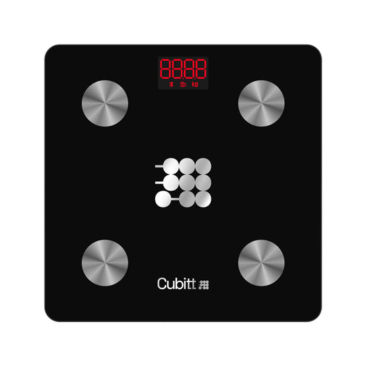 CUBITT, Báscula Inteligente, Báscula Digital que Analiza 13 Mediciones de Composición Corporal como IMC, Masa Muscular y Grasa Corporal, Conexión Inalámbrica Vía App con tu Smartphone, Color Gris