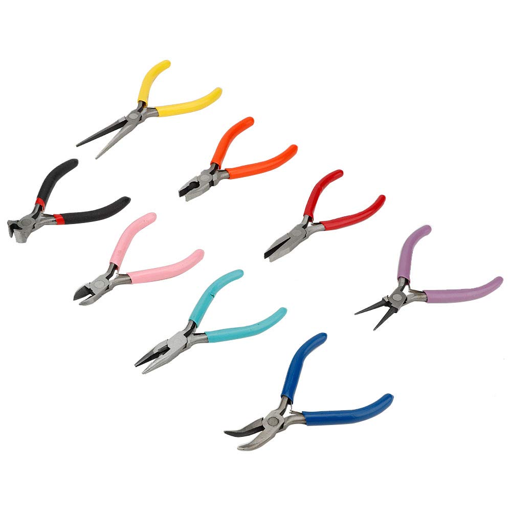 Alicates resistentes al desgaste y duraderos de punta larga/redonda/plana Alicates para joyería, juego de alicates para hacer joyas, 8 piezas/juego para uso de bricolaje en industrias