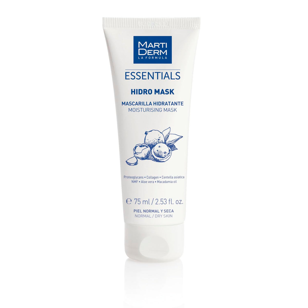 MartiDerm Hidro Mask Mascarilla facial hidratante y reafirmante. Proteoglicanos + Colageno + Centella asiatica + Aloe vera. Piel suave, firma e hidratada. - 75 ml