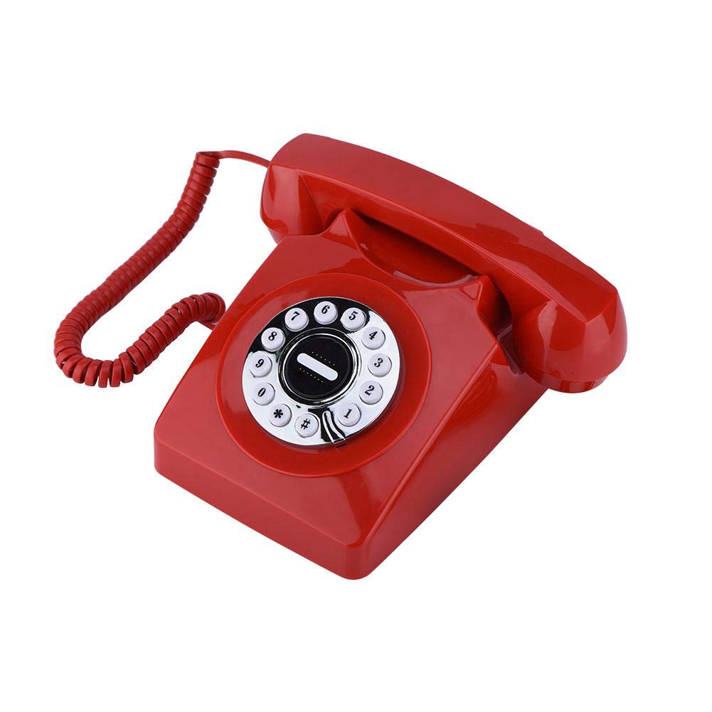 Naroote Números de teléfono Antiguos Antiguos Almacenamiento Teléfono Claro de Sonido Retro para decoración clásica del hogar(Rojo)